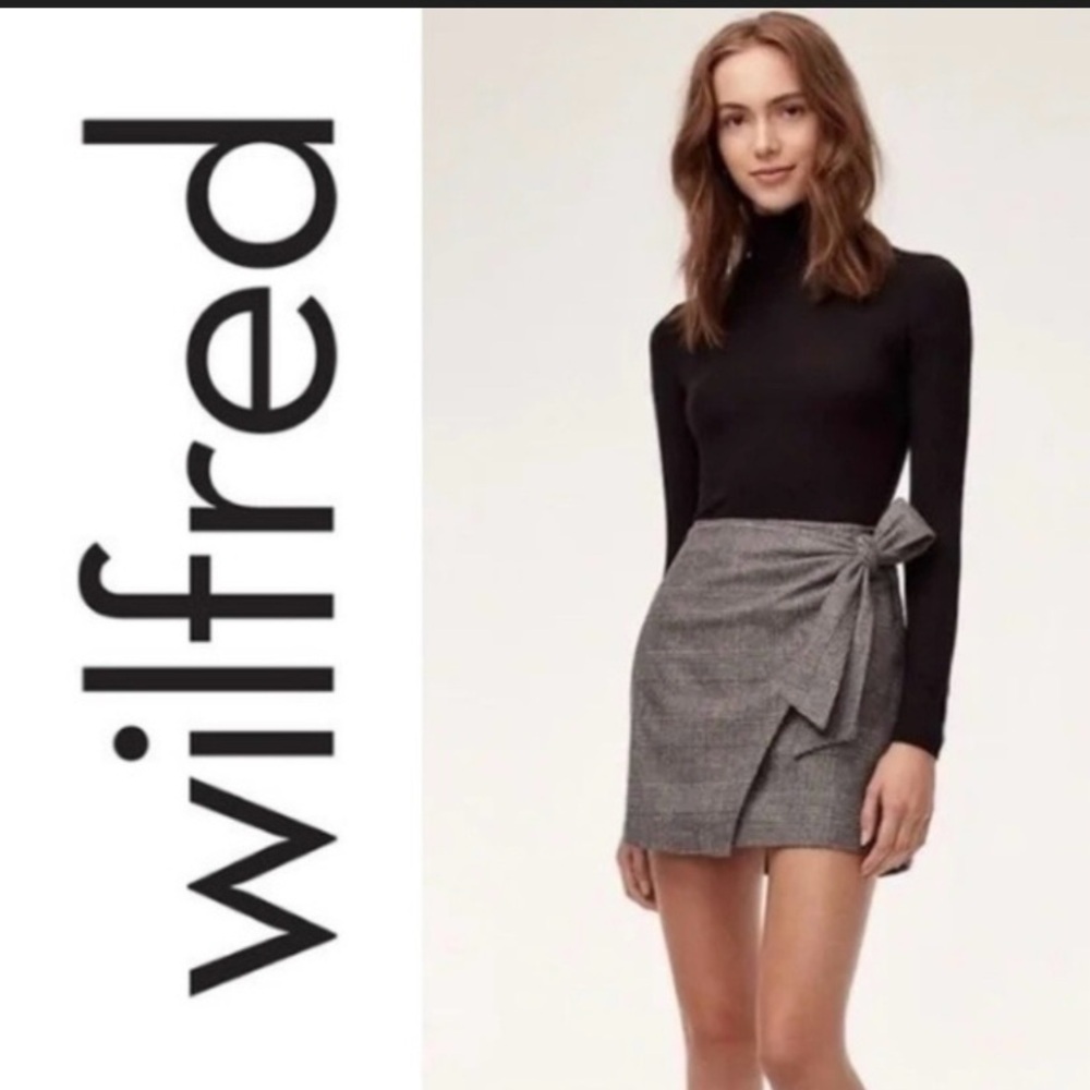 Wilfred Dorine Charcoal Mini Wrap Tie Skirt Sz- 0 Preppy DarkAcademia Corpcore